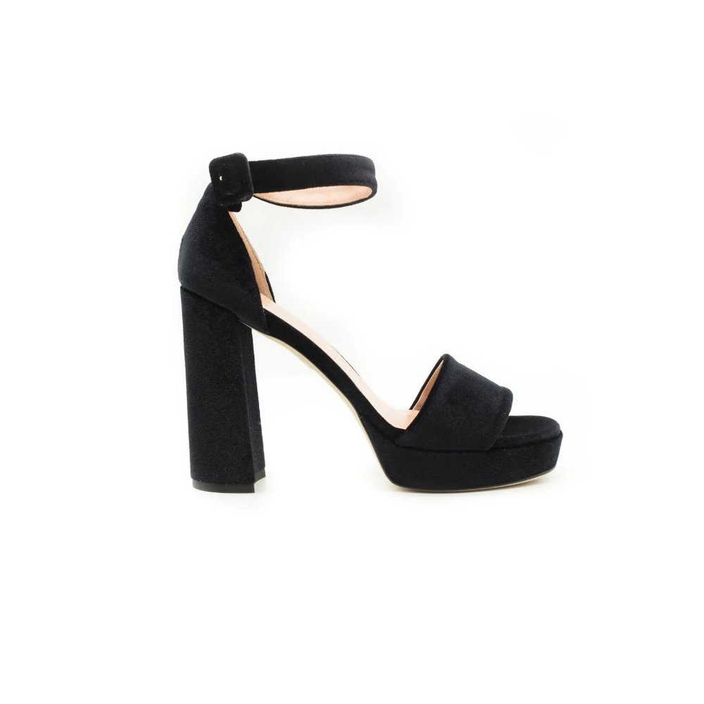 Made In Italy Black Velvet Sandals